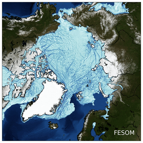 Arctic sea ice thickness by Nikolay Koldunov.