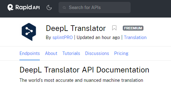 RapidAPI DeepL