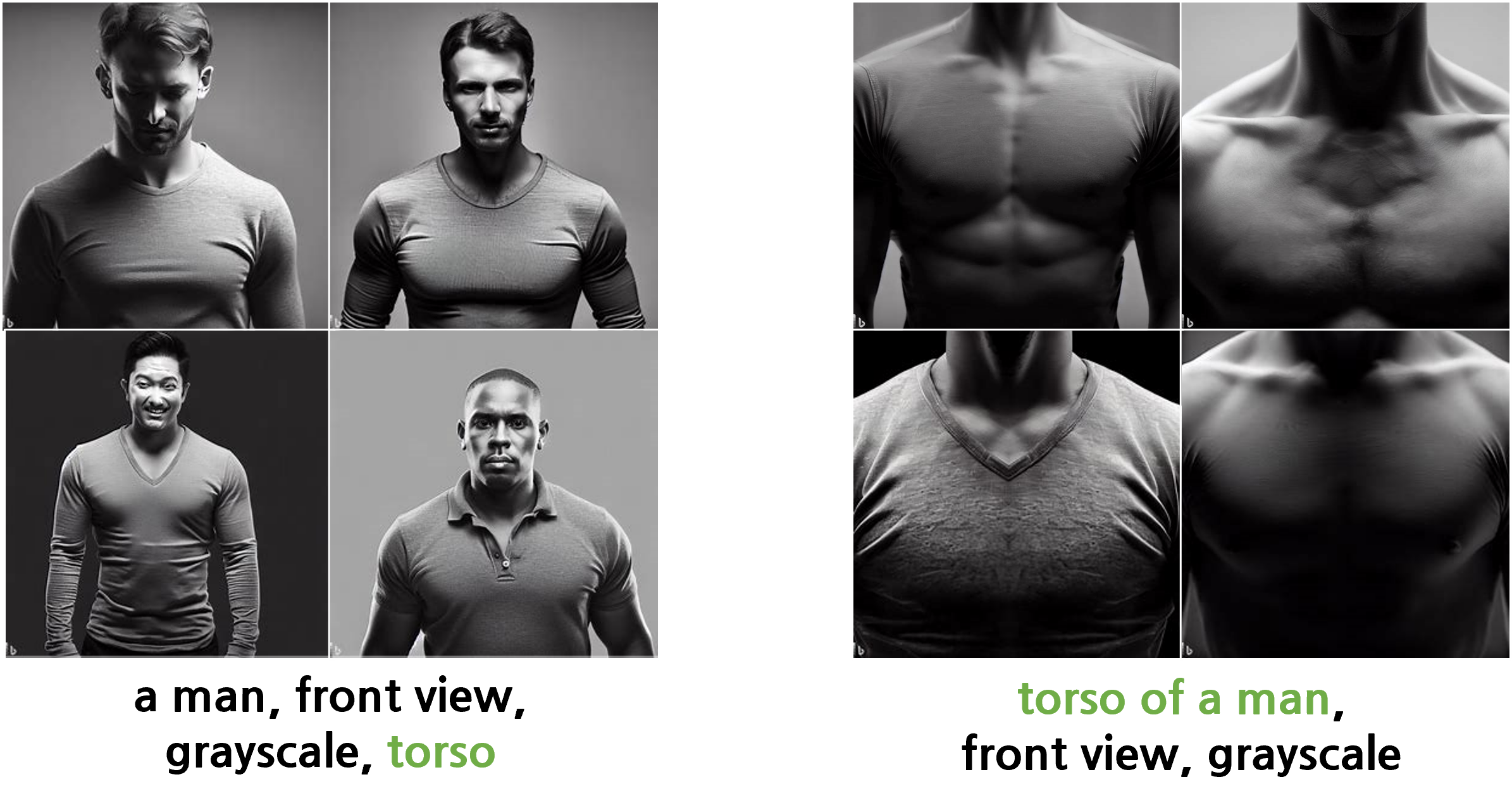 torso의 prompt별 비교. 클릭하면 커집니다.