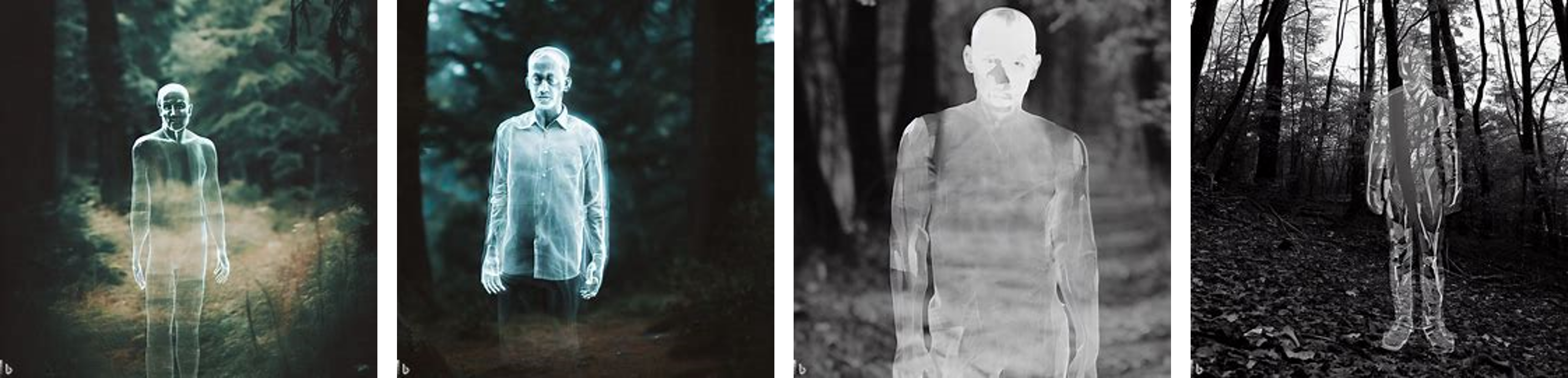 transparent man, in the forest